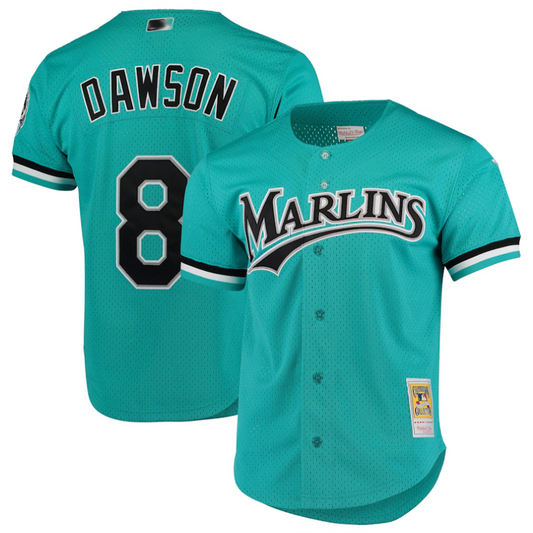 M.Marlins #8 Andre Dawson Player Teal Cooperstown Collection Baseball Jerseys