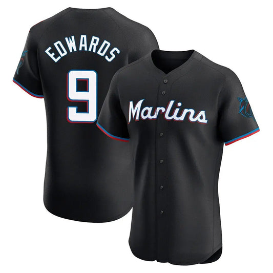 M.Marlins #9 Xavier Edwards Player Black Home Limited Elite Baseball Jerseys