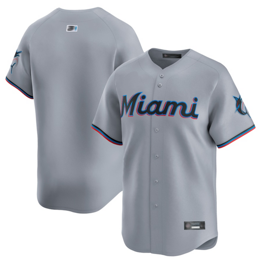M.Marlins Blank Player Gray Road Limited Baseball Jerseys