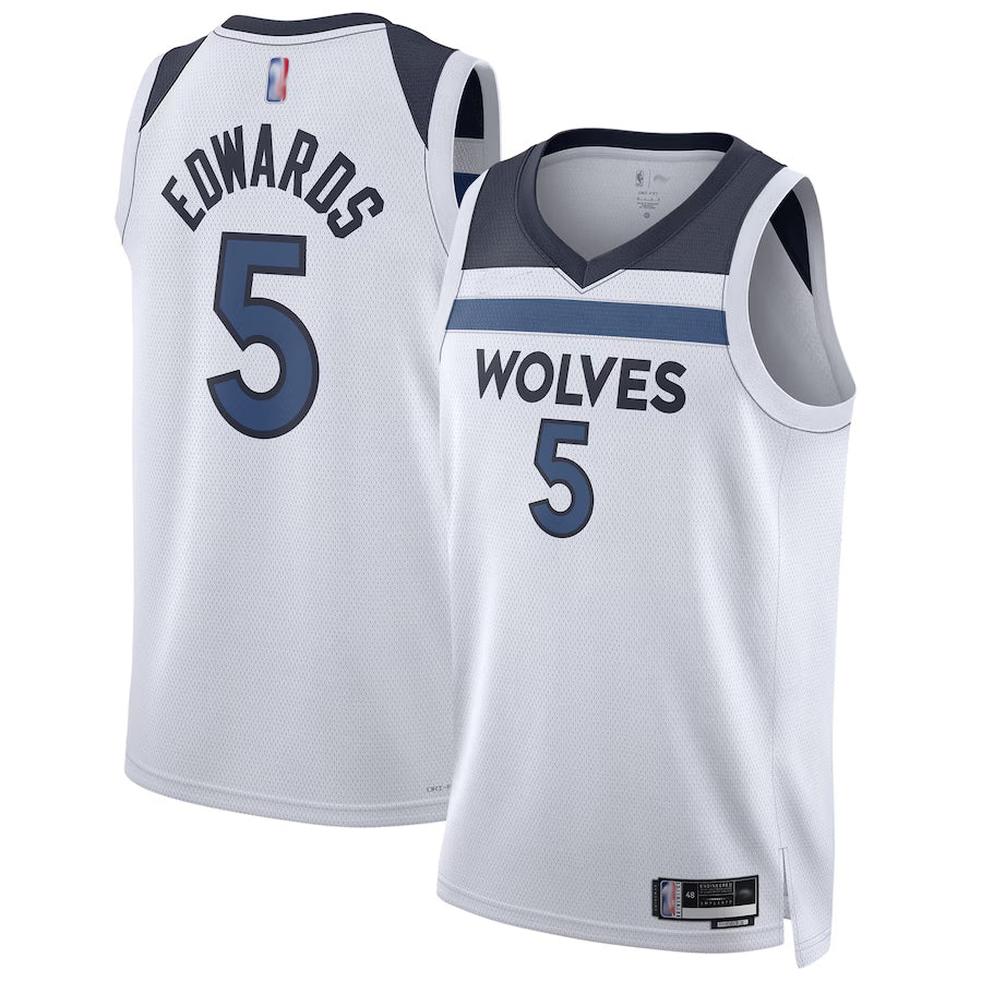 M.Timberwolves #5 Anthony Edwards Player White Swingman Association Edition Basketball Jerseys