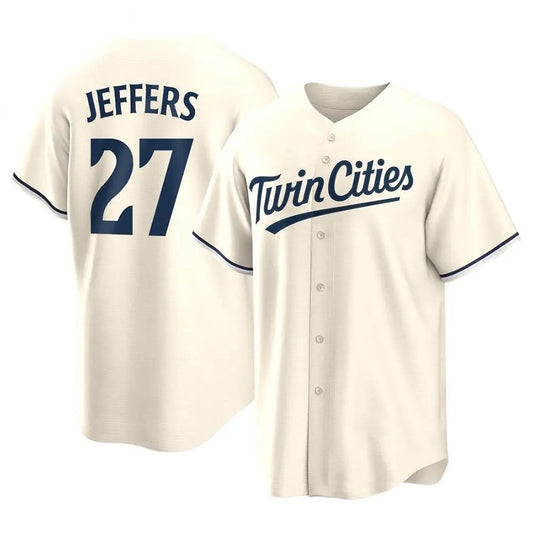M.Twins #27 Ryan Jeffers Player Cream Replica Baseball Jerseys