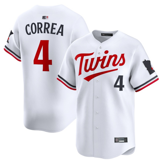 M.Twins #4 Carlos Correa Player White Home Limited Baseball Jerseys