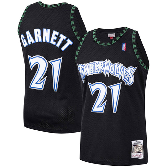 MN.Timberwolves #21 Kevin Garnett Player Mitchell & Ness Black Classics Swingman Basketball Jerseys