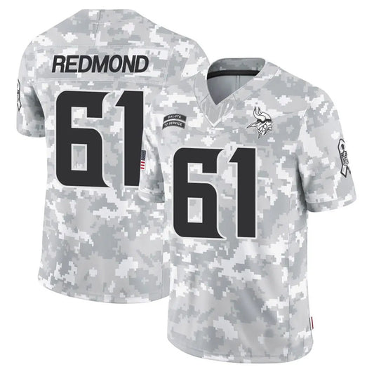 MN.Vikings #61 Jalen Redmond Player Arctic Camo Salute to Service Limited Football Jerseys