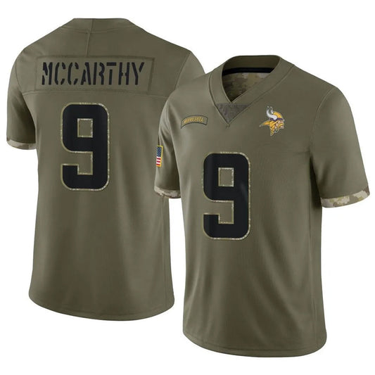 MN.Vikings #9 J.J. McCarthy Player Salute To Service Limited Olive Football Jerseys