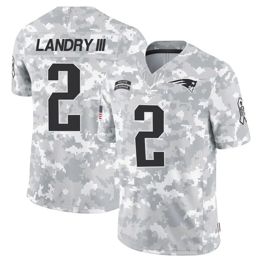 NE.Patriots #2 Harold Landry Player Arctic Camo Salute to Service Limited Foothball Jerseys