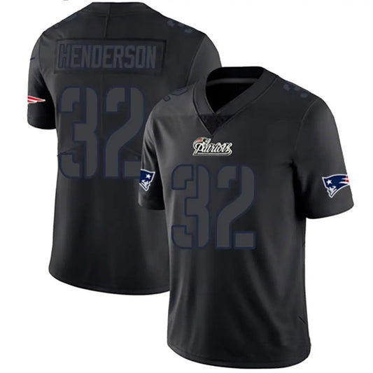 NE.Patriots #32 TreVeyon Henderson Player Black Limited Impact Football Jerseys