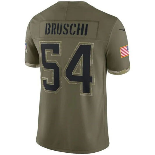 #54 Tedy Bruschi Player NE.Patriots Olive Salute To Service Limited Football Jerseys