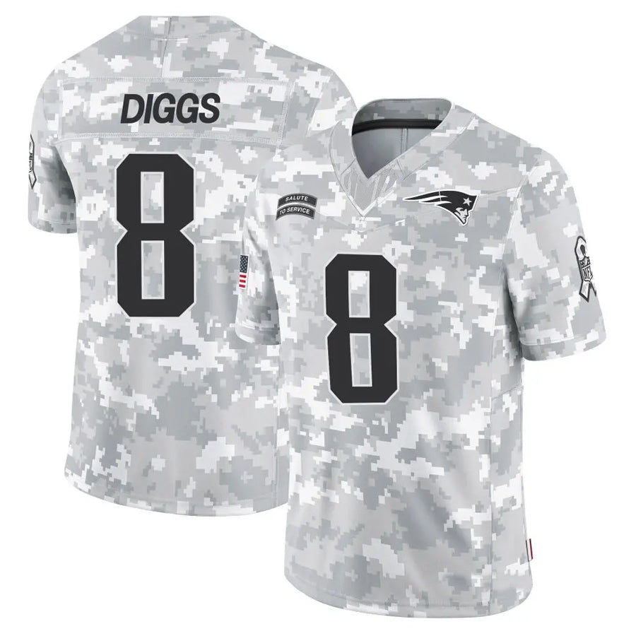 NE.Patriots #8 Stefon Diggs Player Arctic Camo Salute to Service Limited Foothball Jerseys