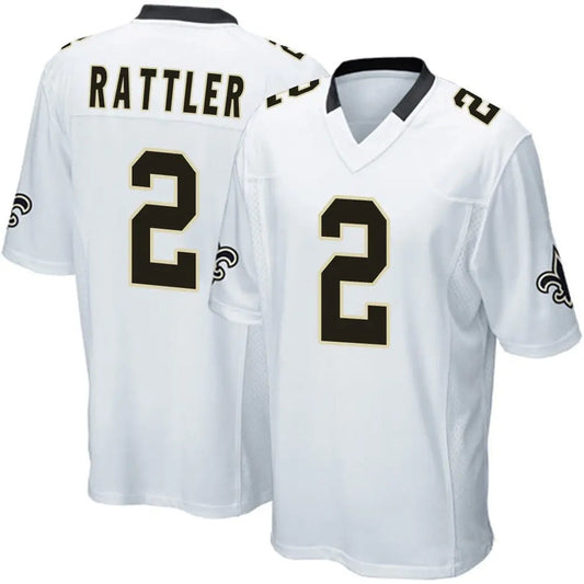 NO.Saints #2 Spencer Rattler Player White Home Game Football Jerseys