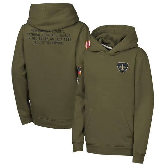 NO.Saints Player Olive Salute to Service Club Fleece Hoodie Football Jerseys