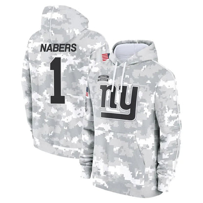 NY.Giants #1 Malik Nabers Player Black Salute to Service Hoodies Football Jerseys