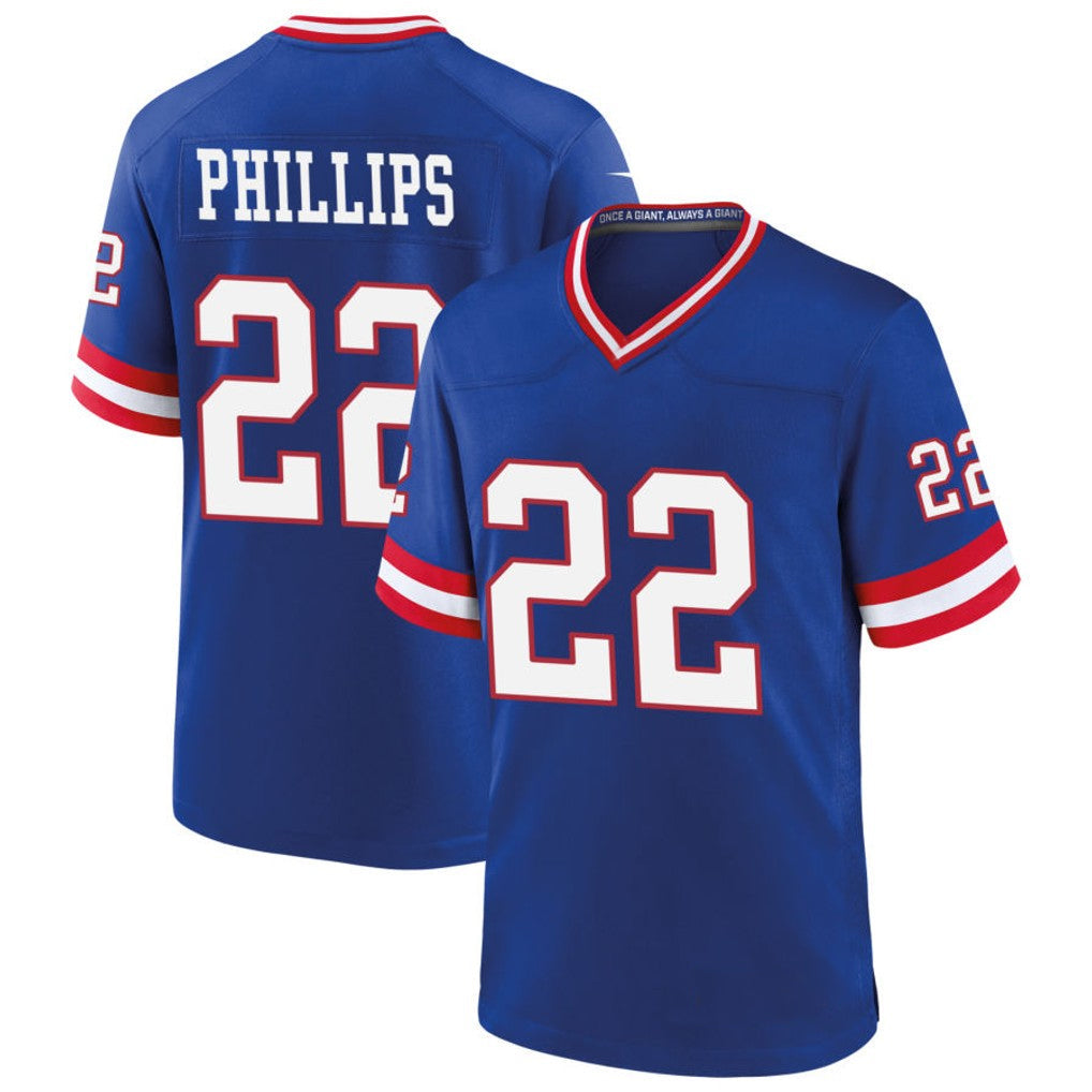 NY.Giants #22 Dru Phillips Player Royal Classic Game Football Jerseys