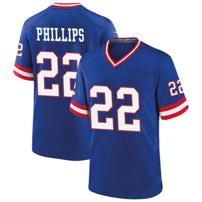 NY.Giants #22 Dru Phillips Player Royal Classic Game Football Jerseys