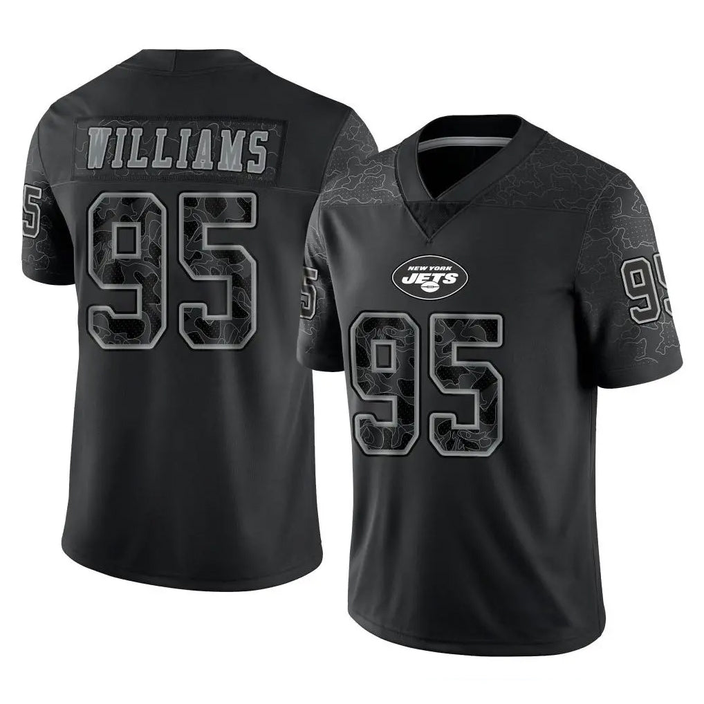 NY.Jets #95 Quinnen Williams Player Black REFLECTIVE Limited Football Jerseys