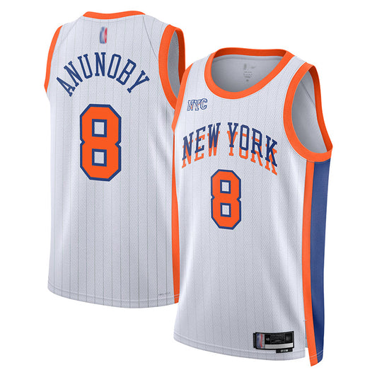 NY.Knicks #8 OG Anunoby Player City Edition Swingman White Basketball Jerseys