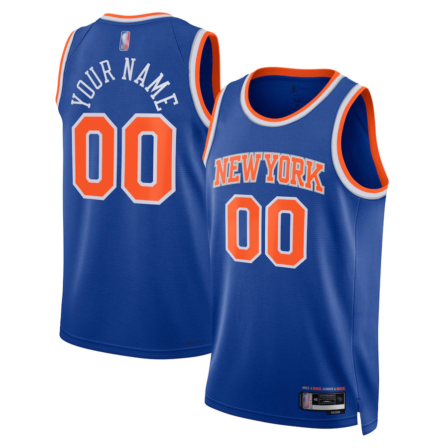 NY.Knicks Player Blue Swingman Custom Icon Edition Basketball Jerseys