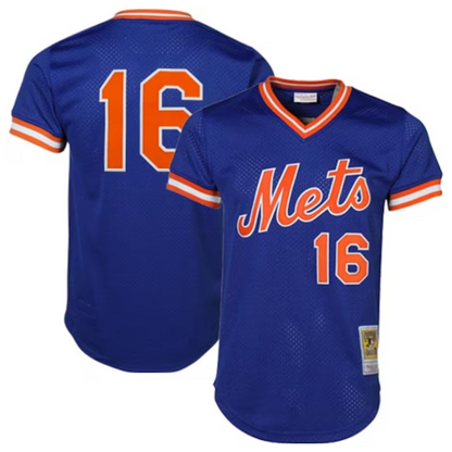 NY.Mets #16 Dwight Gooden Player Mitchell & Ness Royal Cooperstown Baseball Jerseys