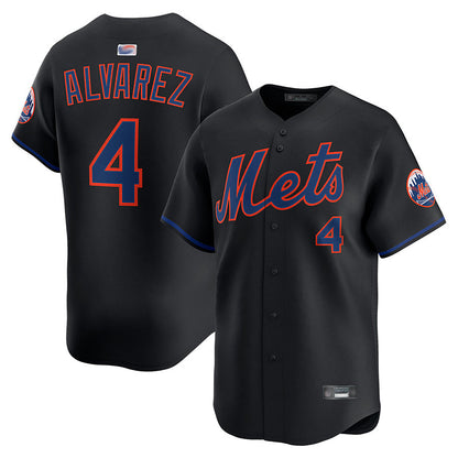 NY.Mets #4 Francisco Alvarez Player Black Home Limited Baseball Jerseys