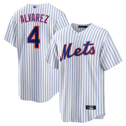NY.Mets #4 Francisco Alvarez Player White Replica Baseball Jerseys