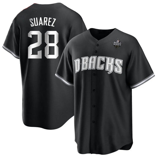 A.Diamondbacks #28 Eugenio Suarez Player Black Replica Home World Series Baseball Jerseys