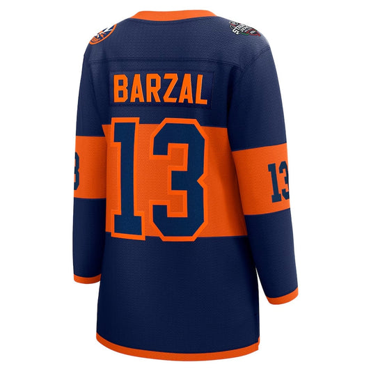 NY.Islanders #13 Mathew Barzal Fanatics Player Game Jersey ¨C Navy Stitched American Hockey Jerseys