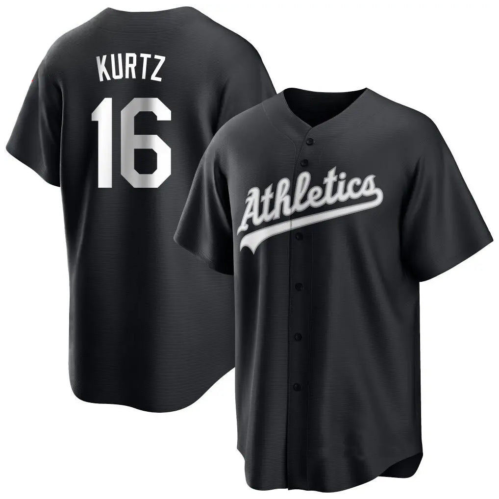 Athletics #16 Nick Kurtz Player Black Game Baseball Jerseys