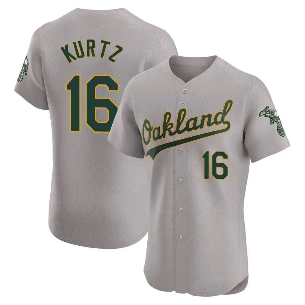 Athletics #16 Nick Kurtz Player Gray Elite Road Baseball Jerseys