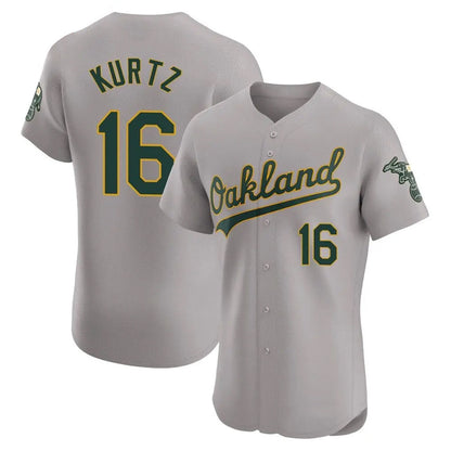 Athletics #16 Nick Kurtz Player Gray Elite Road Baseball Jerseys