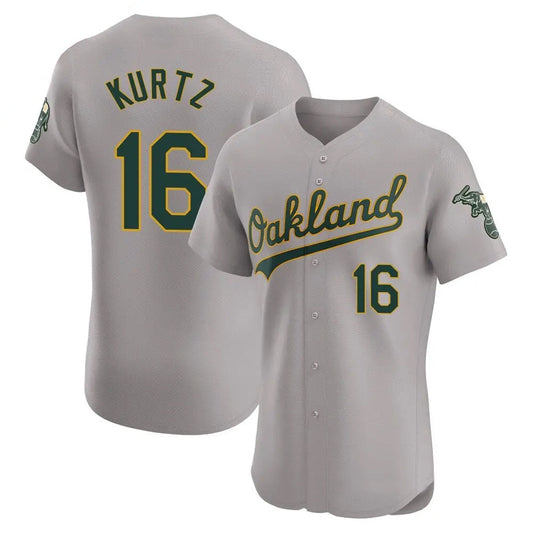 Athletics #16 Nick Kurtz Player Gray Elite Road Baseball Jerseys