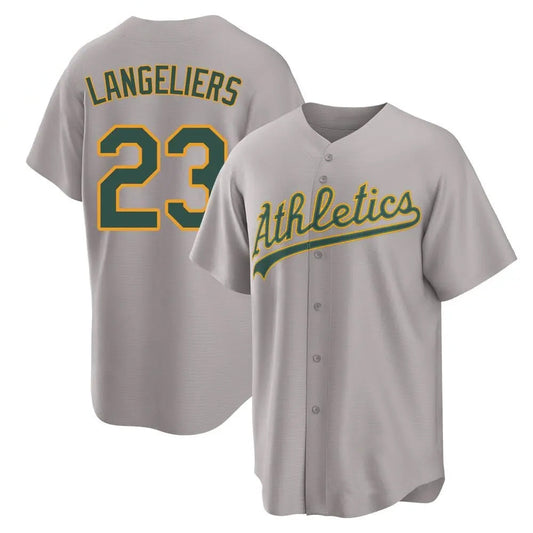 Athletics #23 Shea Langeliers Player Gray Replica Home Baseball Jerseys