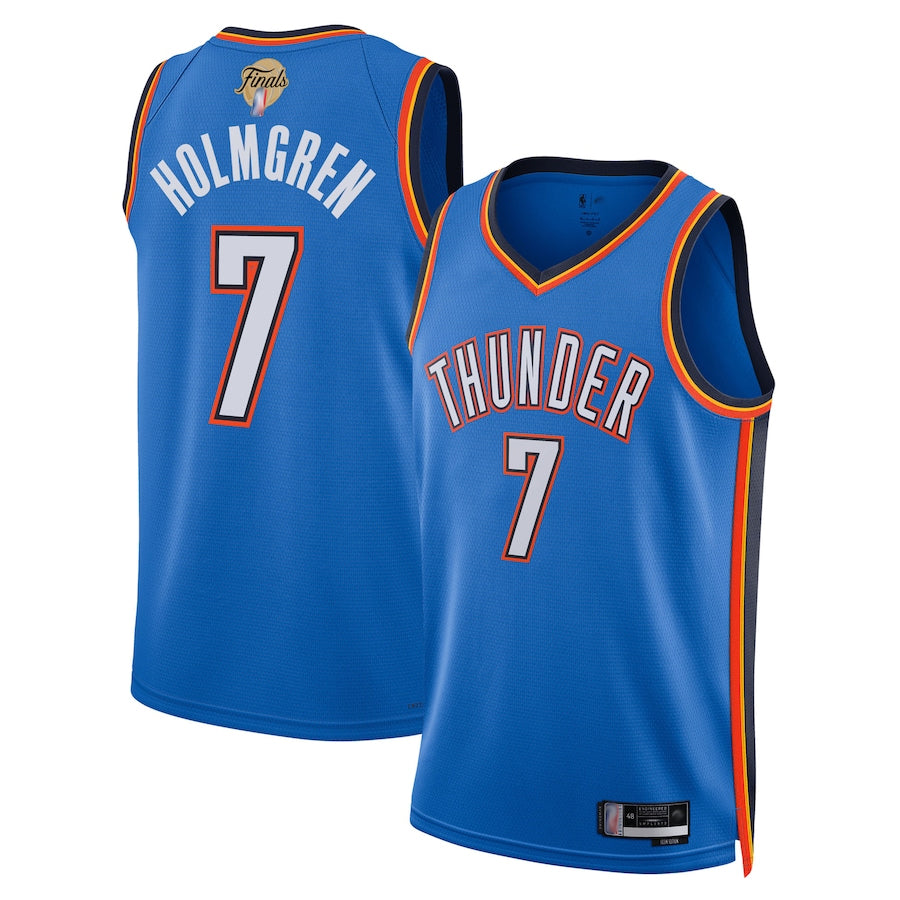 OK.City Thunder #7 Chet Holmgren Player Blue Finals Swingman Icon Edition Basketball Jerseys