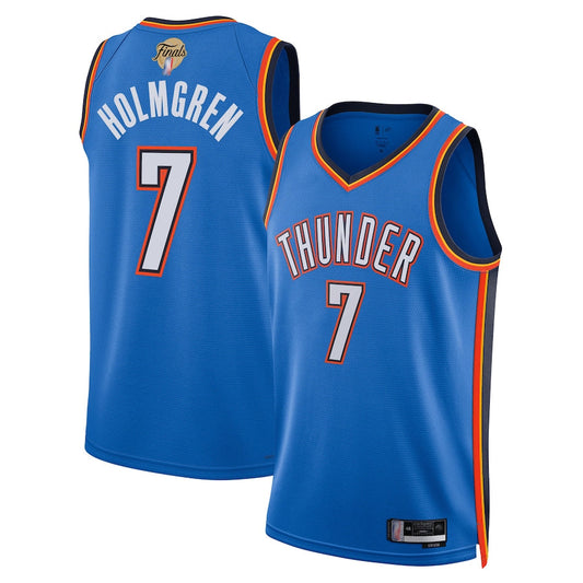 OK.City Thunder #7 Chet Holmgren Player Blue Finals Swingman Icon Edition Basketball Jerseys