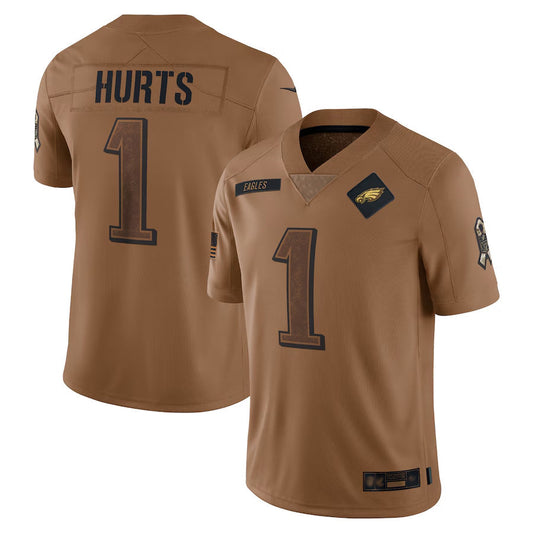 P.Eagles #1 Jalen Hurts Player Brown Salute To Service Limited Football Jerseys
