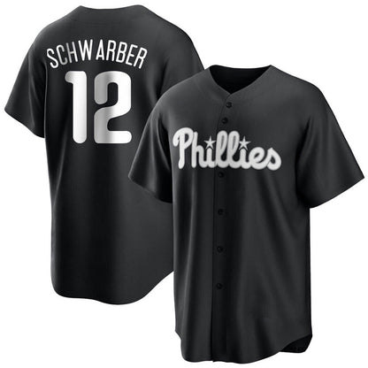 P.Phillies #12 Kyle Schwarber Player Black Replica Game Baseball Jerseys