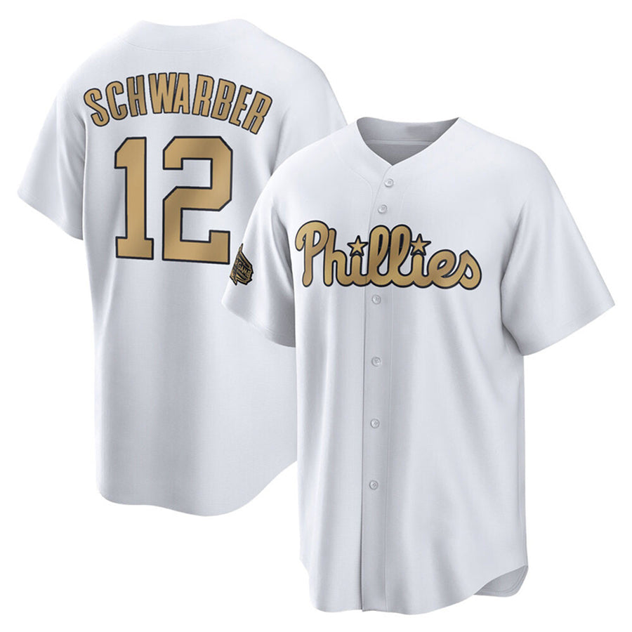 P.Phillies #12 Kyle Schwarber Player Gold Limited Baseball Jerseys