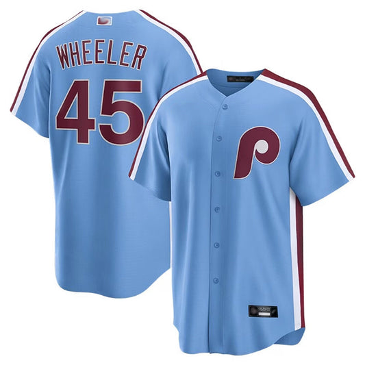 P.Phillies #45 Zack Wheeler Player Light Blue Home Replica Baseball Jerseys
