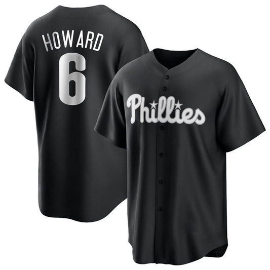 P.Phillies #6 Ryan Howard Player Black Replica Baseball Jerseys