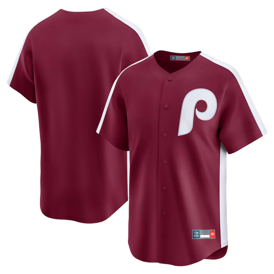 P.Phillies Blank Player Maroon Throwback Cooperstown Collection Limited Baseball Jerseys