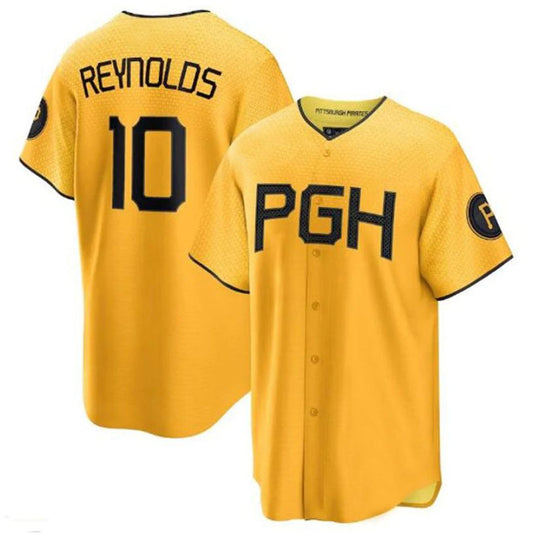 P.Pirates #10 Bryan Reynolds Player City Connect Replica Gold Baseball Jerseys