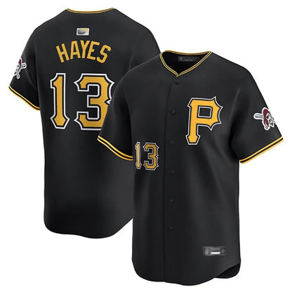 P.Pirates #13 Ke'Bryan Hayes Player Black Limited Baseball Jerseys