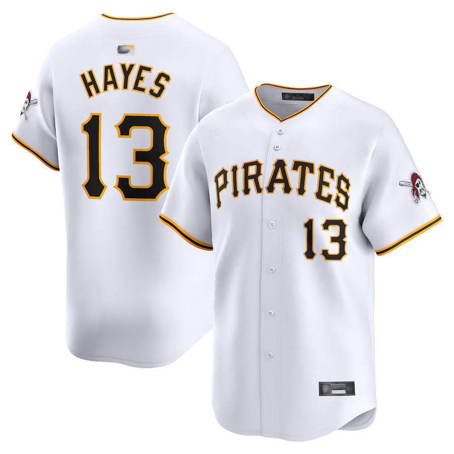P.Pirates #13 Ke'Bryan Hayes Player Home Limited White Baseball Jerseys