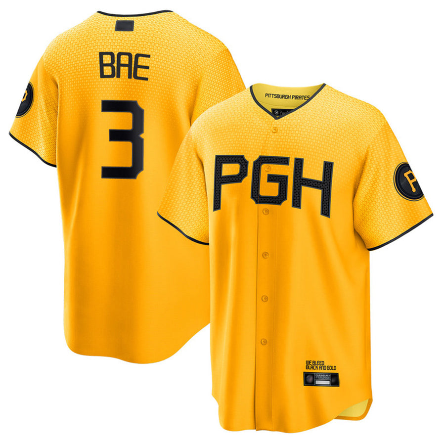 P.Pirates #3 Ji Hwan Bae Player Gold City Connect Replica Baseball Jerseys