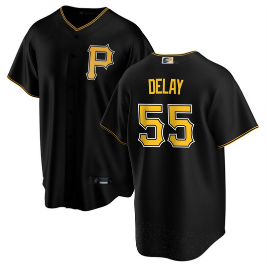 P.Pirates #55 Jason Delay Player Black Home Limited Baseball Jerseys