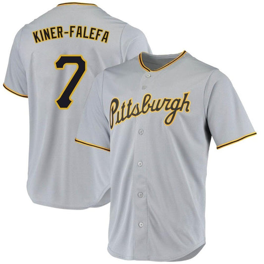 P.Pirates #7 Isiah Kiner-Falefa Player Gray Replica Baseball Jerseys