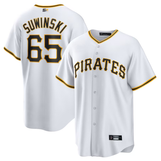 P.Pirates #65 Jack Suwinski Player White Home Replica Baseball Jerseys