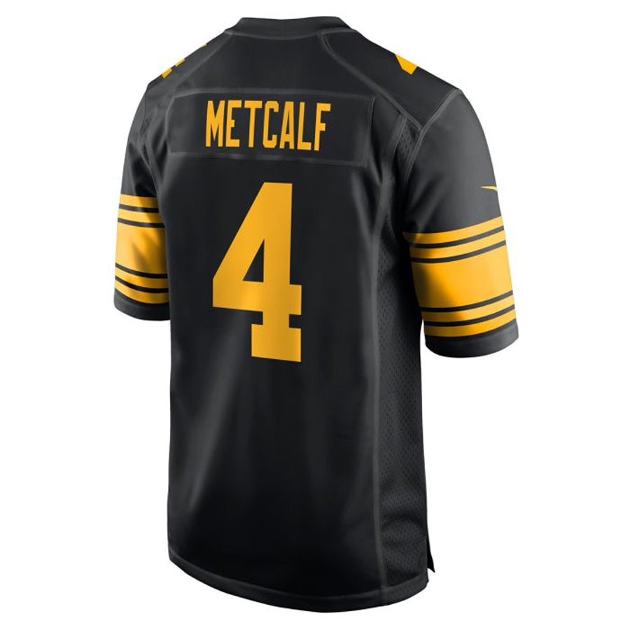 P.Steelers #4 DK Metcalf Player Black Replica Game Football Jerseys