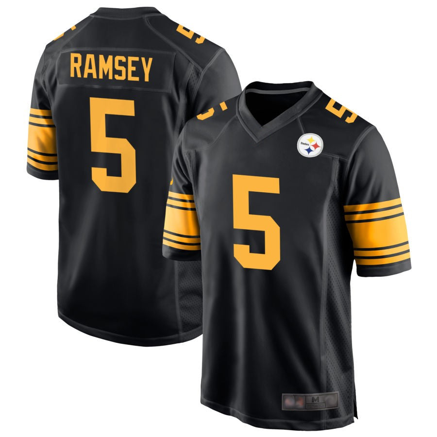 P.Steelers #5 Jalen Ramsey Player Black Alternate Game Football Jerseys