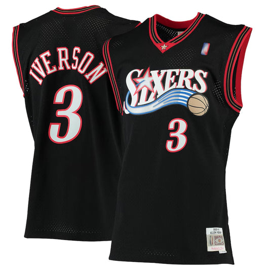 Philly.76ers #3 Allen Iverson Player Mitchell & Ness Black Classics Swingman Basketball Jerseys