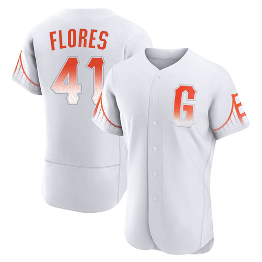 S.Francisco Giants #41 Wilmer Flores Player White City Connect Limited Eite Baseball Jerseys